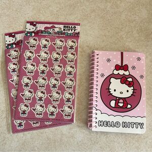 Hello Kitty Stickers Two Packages and Notepad Christmas Holiday New